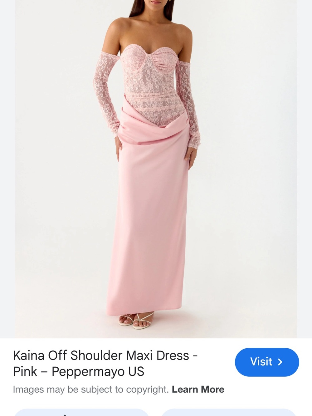 Peppermayo Blush Lace Off-Shoulder Maxi Dress